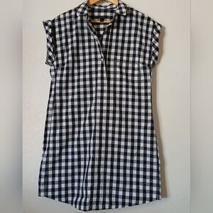 J. Crew Black and White Gingham Check Cotton Dress Shirtdress Size S